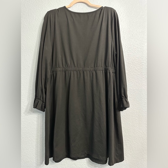 NWOT Black Botton Long Sleeve A Line Dress - Picture 2 of 5